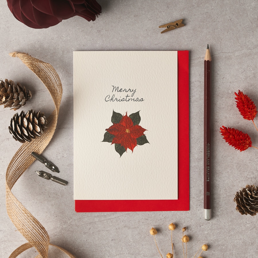Poinsettia Christmas Card