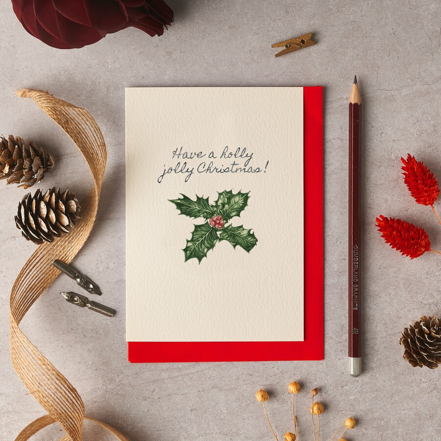 Holly Charm Christmas Card