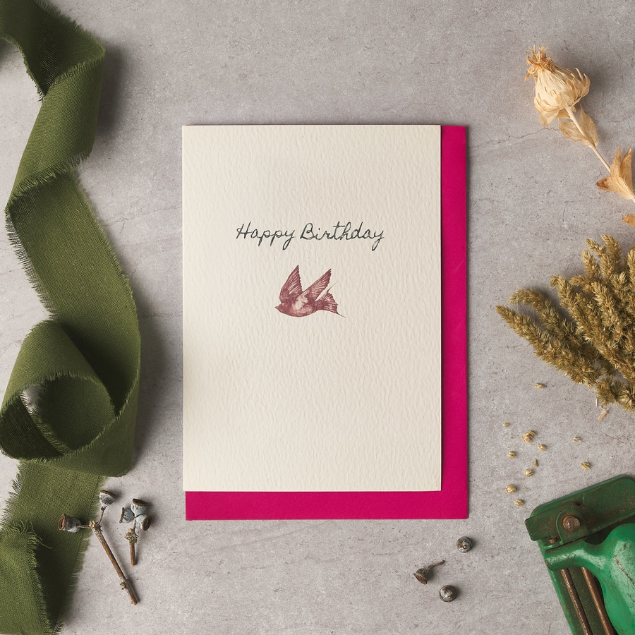 Flying Bird Birthday Card