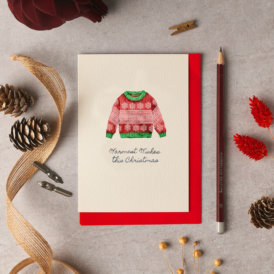 Warmest Wishes Jumper Christmas Card