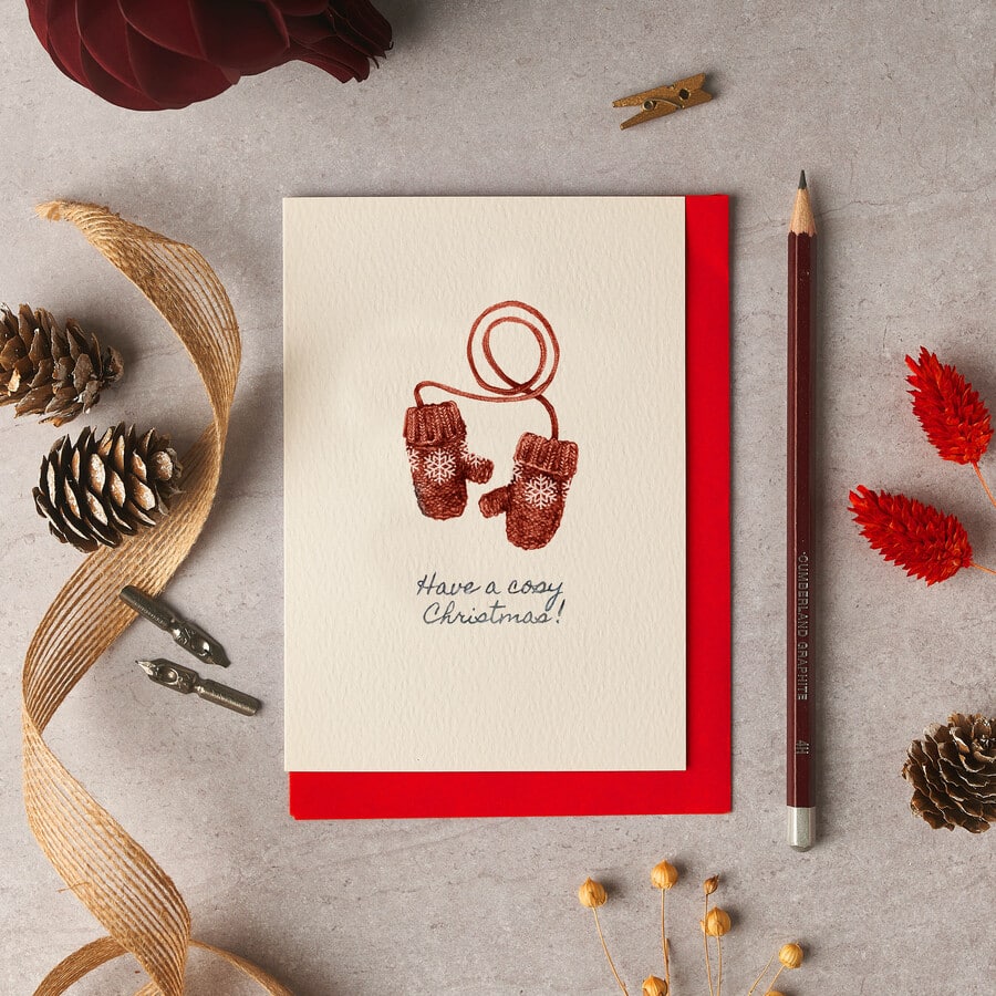 Cosy Mitten Christmas Card