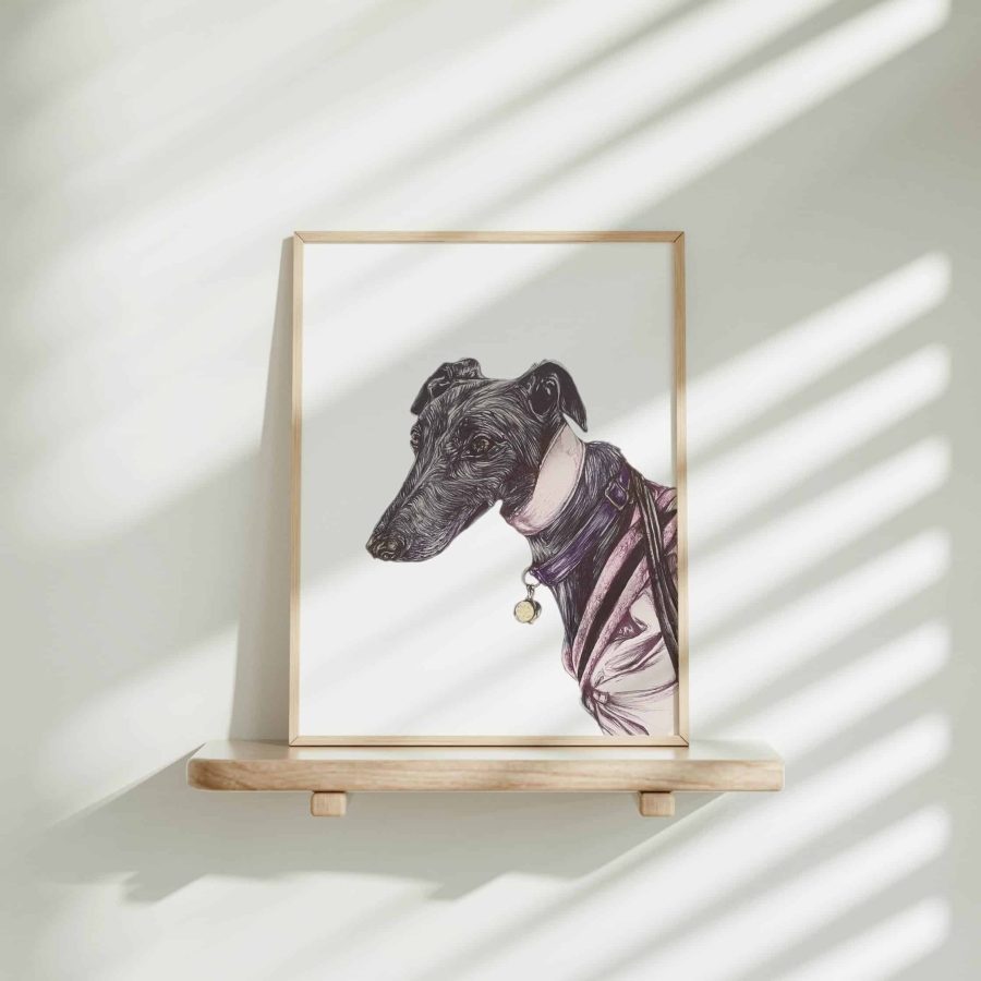 Dog Art Print - Stacey the Greyhound