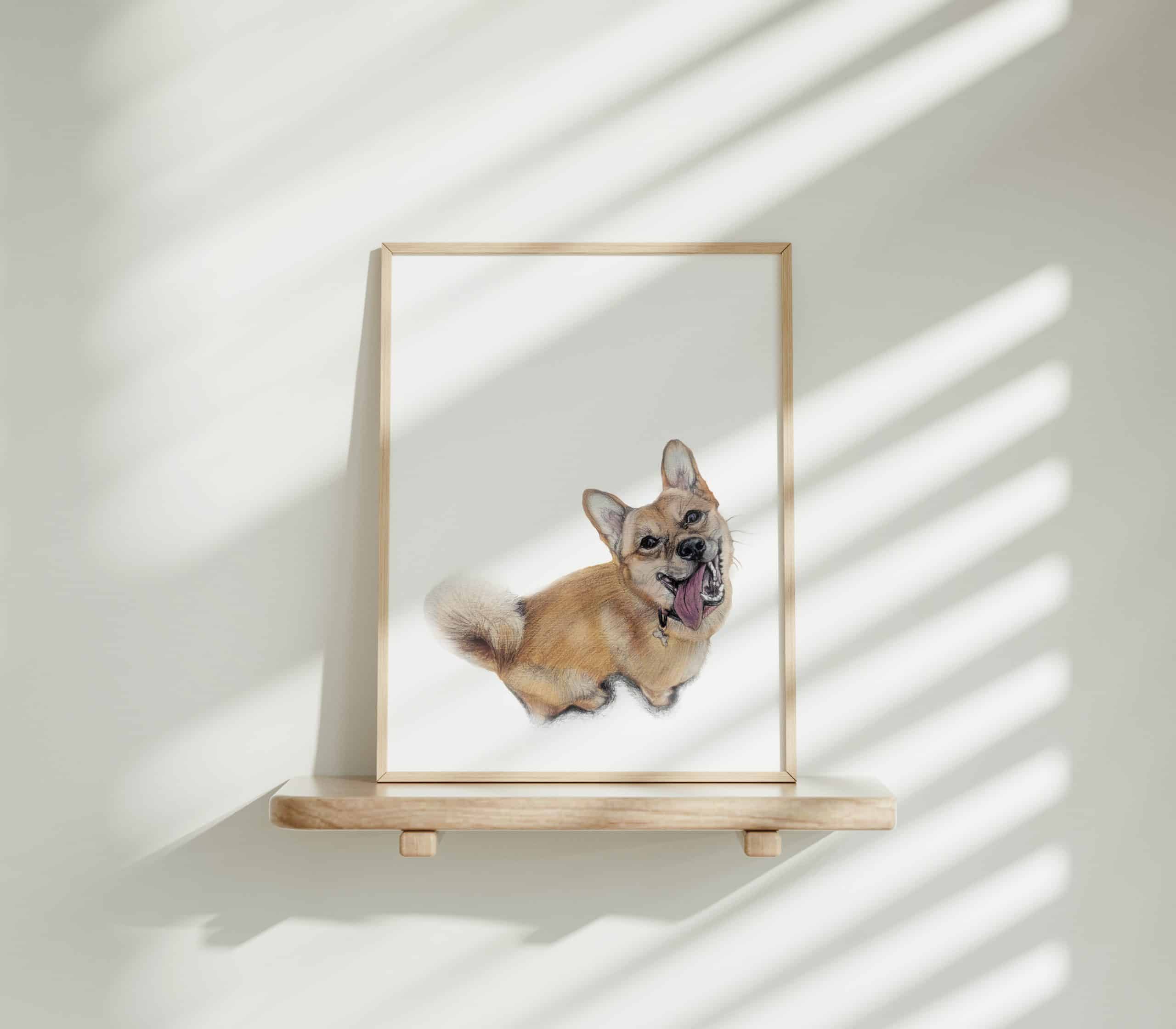 Dog Art Print - Pablo the Shiba Corgi Mix
