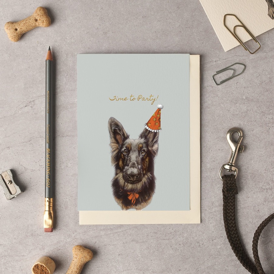Time to Party German Shepherd Card