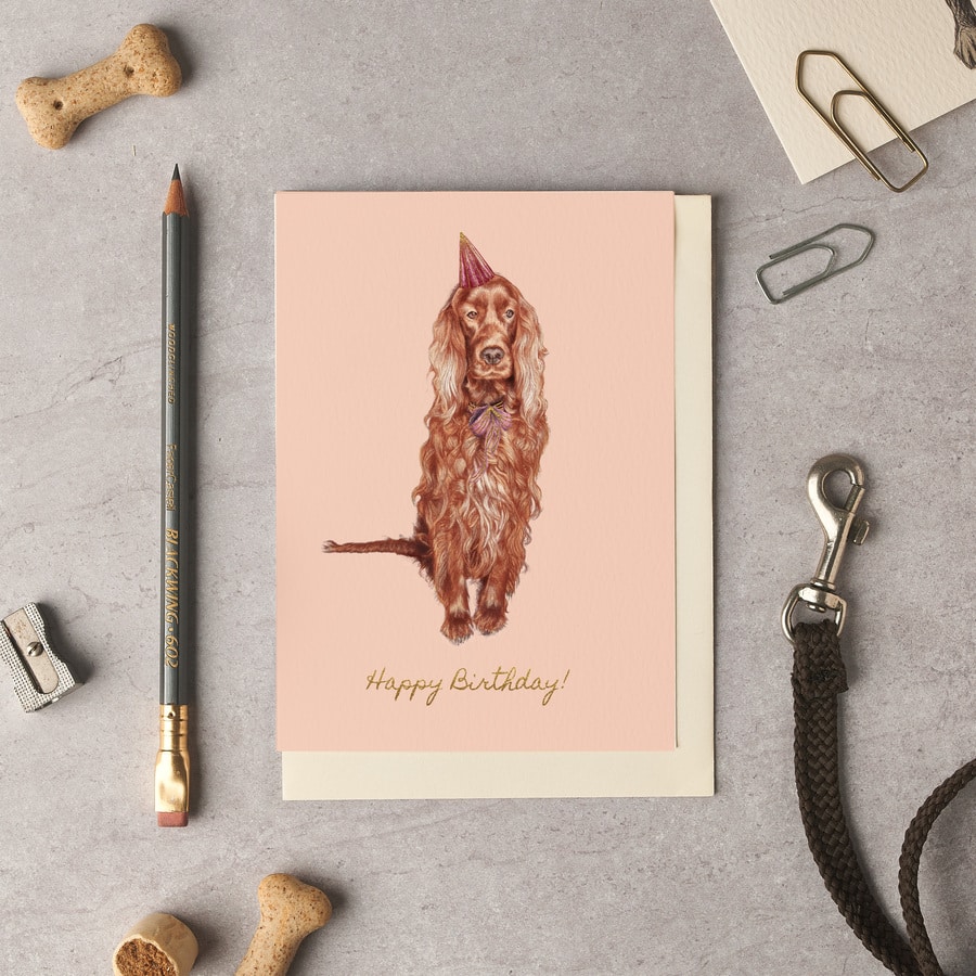 Happy Birthday Irish Red Setter Card
