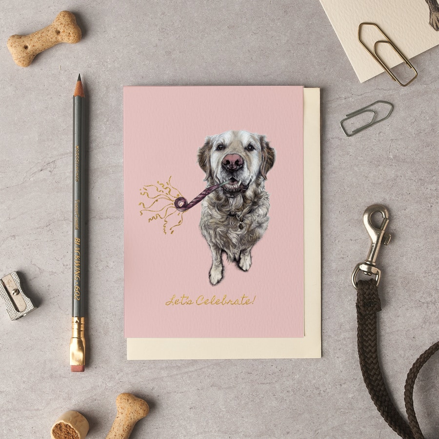 Let's Celebrate Golden Retriever Card