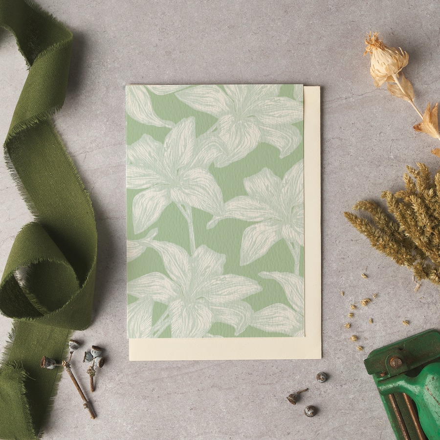 Green Lily Blank Card