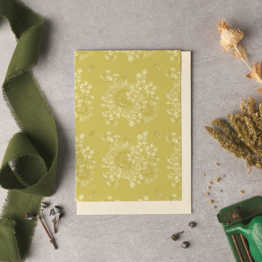 Sunflower & Bees Blank Card