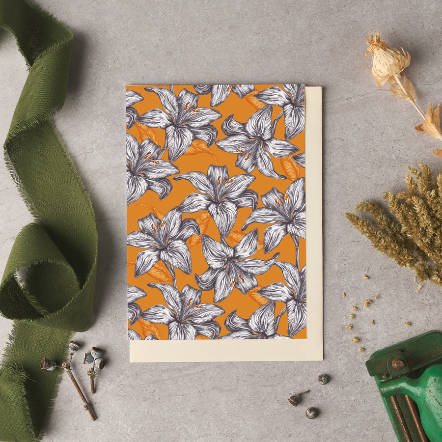 Orange Lily Blank Card