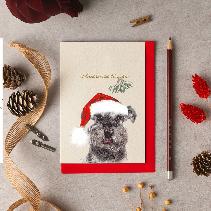 Pip Miniature Schnauzer Christmas Card