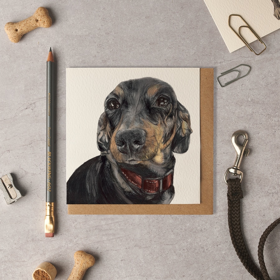 Lou Dachshund Blank Card